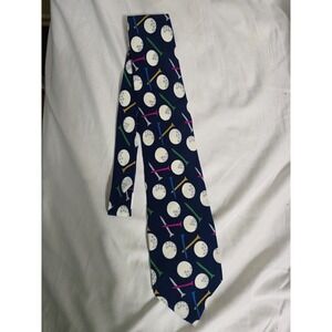 Vintage Lillian Vernon Blue Golf Ball Design‎ Men's Neck Tie Sport 100% Silk